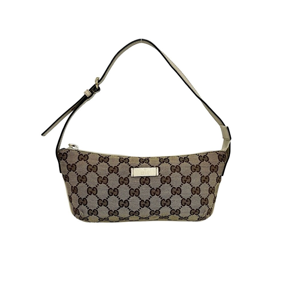 GUCCI GG pattern canvas with logo engraving, genuine leather mini handbag/pou...